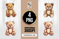 Cute Teddy Bear Watercolor Clipart Sublimation PNG Product Image 1