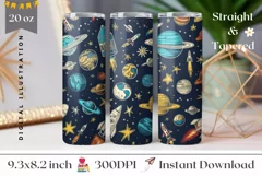 Art School Tumbler Wrap Design, Galaxy Tumbler Sublimation Product Image 1