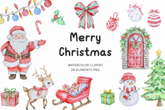 Watercolor Merry Christmas Clipart Product Image 1