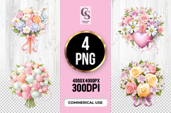 Pastel Flower Bouquet Clipart Sublimation PNG Product Image 1