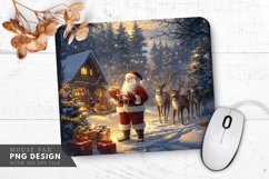 Santa&#039;s Snowy Forest Scene Mouse Pad PNG Design Product Image 1