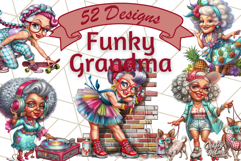 52 Wild Grandma Clipart PNGs, Funny Quirky Old Ladies Product Image 1