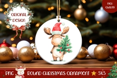 Christmas Moose Ornament Print, Christmas Animals Ornament Product Image 1