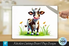 Cartoon Cow Standing in Green Cutting Board PNG Design Product Image 1