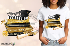 Graduation Books PNG Congrats Grad Gold &amp; black Glam Design Product Image 2