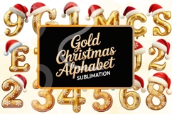 Gold Christmas Alphabet Sublimation - 300 DPI Product Image 1