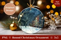 Watercolor Winter Ornament, Christmas Night Ornament Design Product Image 1