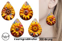 3d sunflower, 3d sublimation teardrop earrings Product Image 1