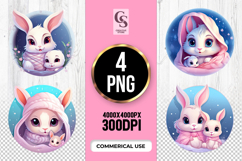Cute Bunny Family Winter Clipart Sublimation PNG Product Image 1