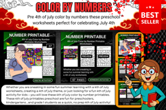 4th of July Color by Number Printable Worksheets FOR KIDS Product Image 1