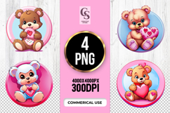 Cute Teddy Bear with Heart Clipart Sublimation Png Product Image 1