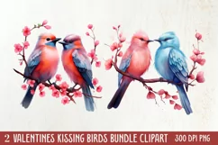Breeds of Valentine Kissing Birds, Valentine's Day Clipart Product Image 1