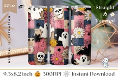 Skull Tumbler Wrap, Cartoon Halloween Ghost Tumbler Design Product Image 1