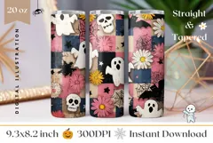 Skull Tumbler Wrap, Cartoon Halloween Ghost Tumbler Design Product Image 1