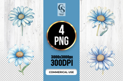 Blue Daisy Flower Clipart Sublimation PNG Product Image 1