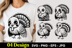 Cute Turkey Cartoon SVG PNG Product Image 1