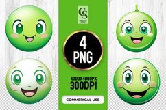 Green Smiley Face Emoji Clipart Sublimation PNG Product Image 1