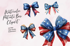 Watercolor Patriotic Bow Clipart Product Image 1