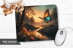 Glowing Butterfly in Enchanted Forest Mouse Pad PNG Design Product Image 1