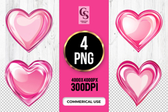 Glossy Pink Glass Heart Clipart Sublimation Png Product Image 1
