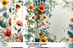 Floral digital paper, background clipart Product Image 1