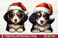 Christmas Peeking Dogs Clipart, Christmas PNG Product Image 2
