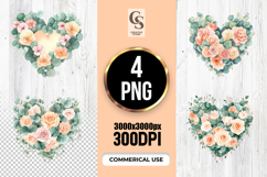 Floral Heart Wreath Clipart Sublimation PNG Product Image 1
