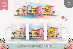 Summer Mug Wrap Design, Watercolor River Mug Sublimation Product Image 1