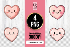 Cute Pink Heart Faces Clipart Sublimation PNG Product Image 1