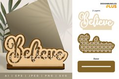 Believe Text 3D Layered Lasercut Rattan Layered Design Product Image 1