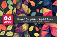 Colorful Leaf Pattern Digital Paper Product Image 1