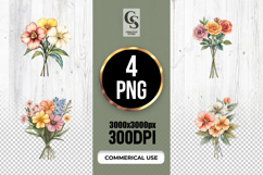 Watercolor Flower Bouquet Clipart Sublimation PNG Product Image 1