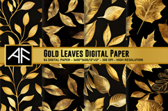 Gold Leaves DIgital Paper Pattern Product Image 1