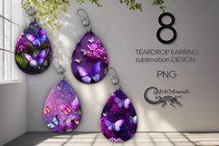 Lilac bush &amp; sakura | 8 Teardrop earring sublimation designs Product Image 1