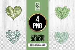 Green Leaf Heart Botanical Clipart Sublimation PNG Product Image 1