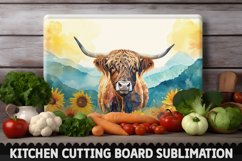 Highland Cow With Sunflowers Cutting Board Product Image 1