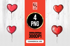 Red Heart Balloon Clipart PNG Product Image 1