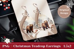 Christmas Earrings Sublimation , Winter Bear Sublimation Product Image 1