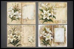 4 Vintage Double Sided Junk Journal Page I Lily Flowers Product Image 2