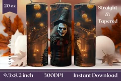 3D Scary Clown Tumbler Wrap, 3D Halloween Tumbler Wrap Product Image 1