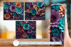 3D Paper Flowers Tumbler Wrap Sublimation Designs Product Image 1