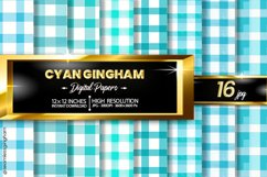 Cyan Gingham Digital Papers 16 Variations Product Image 1
