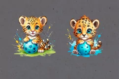 Cute Leopard Watercolor clipart, print design PNG Product Image 2