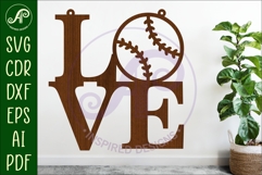 Love Baseball word wall art sign, SVG file. vector Product Image 1
