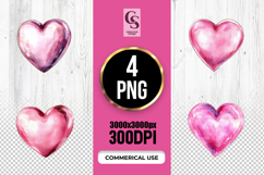 Pink Watercolor Heart Clipart Sublimation PNG Product Image 1