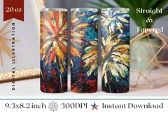 Fireworks Tumbler Wrap Design, Colorful Tumbler Sublimation Product Image 1