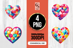 Colorful Geometric Heart Sublimation Clipart PNG Product Image 1