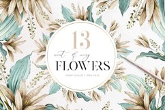 Mint and Ivory Flowers Clipart, Lilys Clip Art Product Image 1
