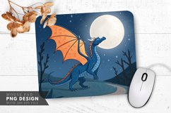 Blue Dragon Under Moonlight Mouse Pad PNG Design Product Image 1