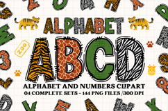 Zoo Animal Alphabet png clipart, animal print letters doodle Product Image 1